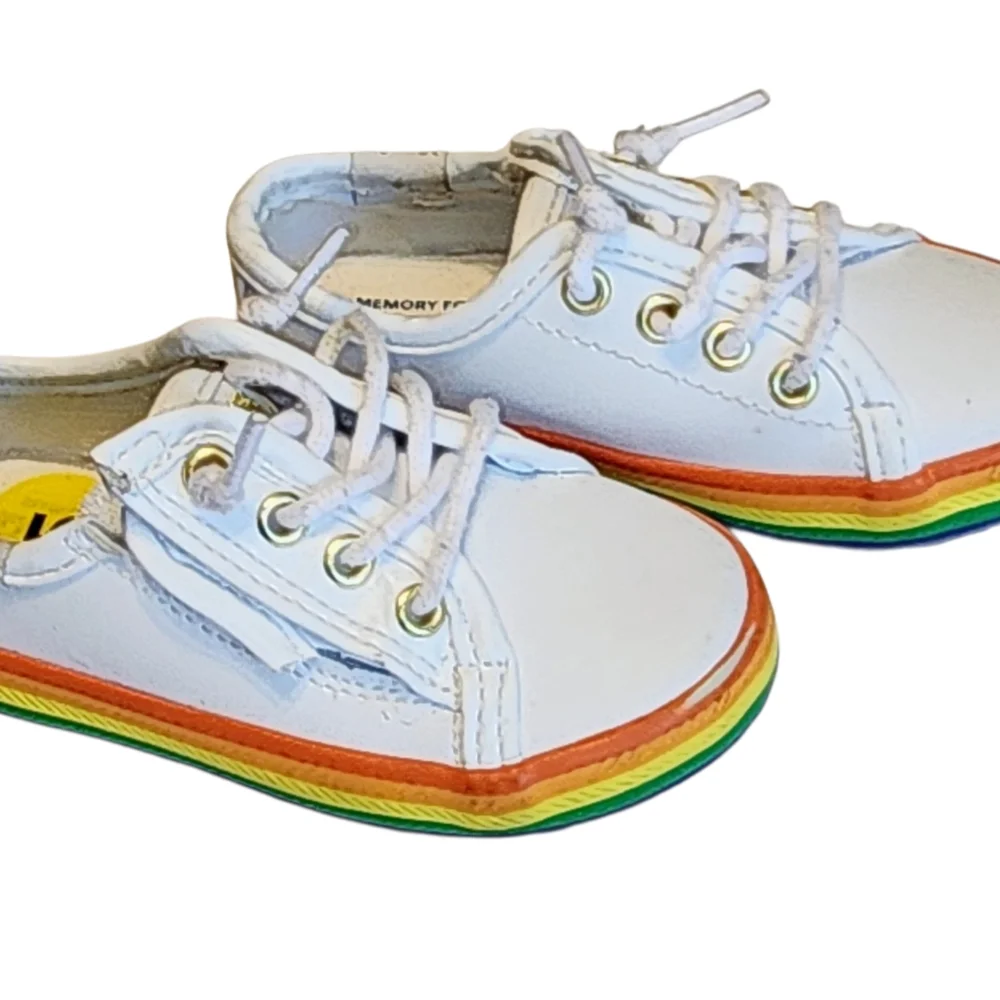 Converse White Sneakers with Rainbow Sole‎